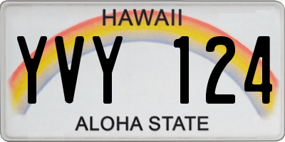HI license plate YVY124