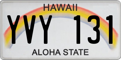 HI license plate YVY131