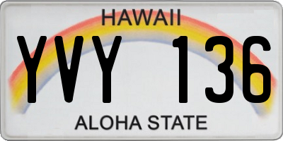 HI license plate YVY136