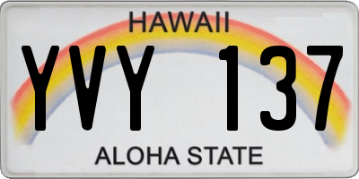 HI license plate YVY137