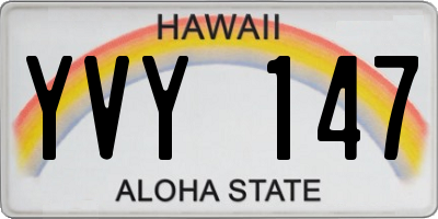 HI license plate YVY147