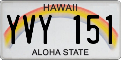 HI license plate YVY151