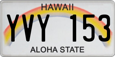 HI license plate YVY153