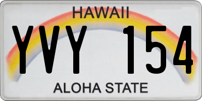 HI license plate YVY154