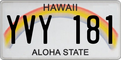 HI license plate YVY181