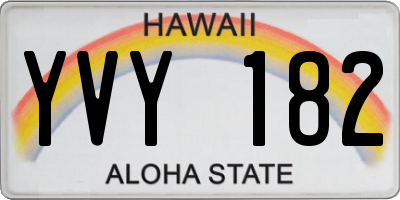 HI license plate YVY182
