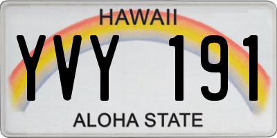 HI license plate YVY191