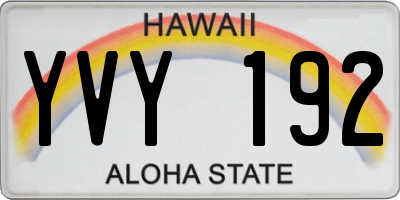 HI license plate YVY192