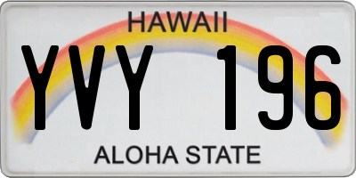 HI license plate YVY196