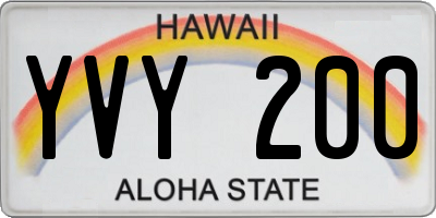 HI license plate YVY200