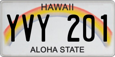 HI license plate YVY201