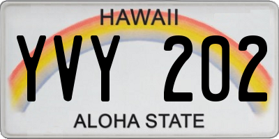HI license plate YVY202