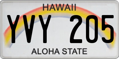 HI license plate YVY205