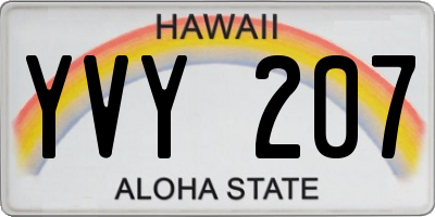 HI license plate YVY207