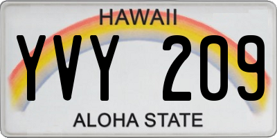 HI license plate YVY209