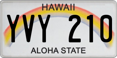 HI license plate YVY210