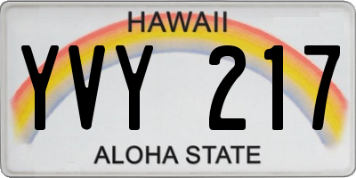 HI license plate YVY217