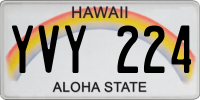 HI license plate YVY224