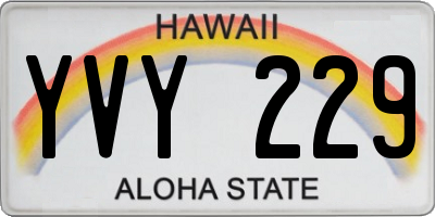 HI license plate YVY229