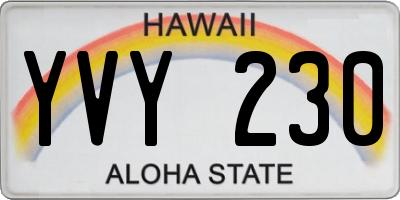 HI license plate YVY230