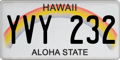HI license plate YVY232