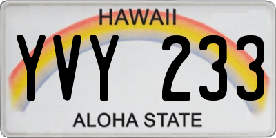 HI license plate YVY233