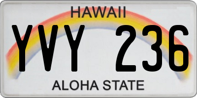HI license plate YVY236