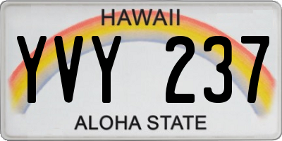 HI license plate YVY237