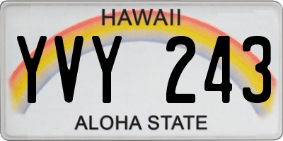 HI license plate YVY243