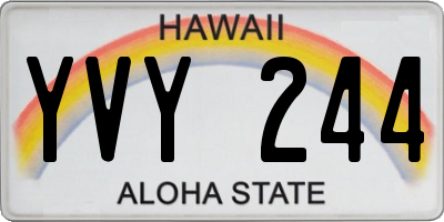 HI license plate YVY244