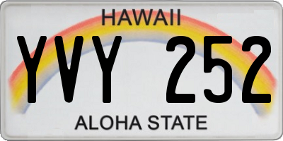 HI license plate YVY252