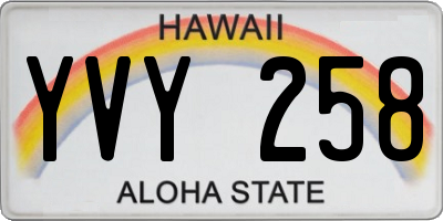 HI license plate YVY258