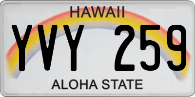 HI license plate YVY259