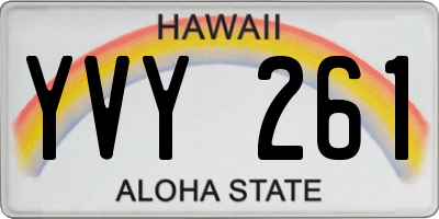HI license plate YVY261