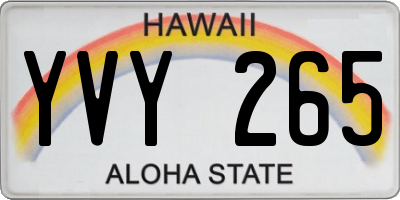 HI license plate YVY265