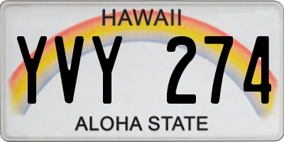 HI license plate YVY274