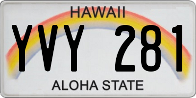 HI license plate YVY281