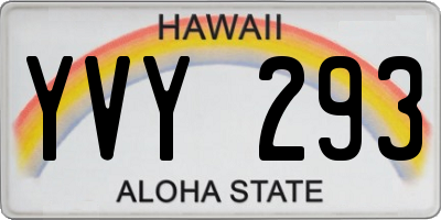 HI license plate YVY293