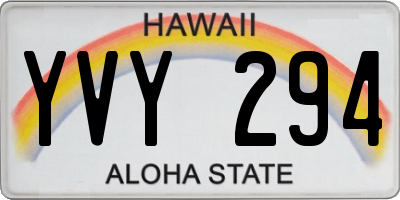 HI license plate YVY294