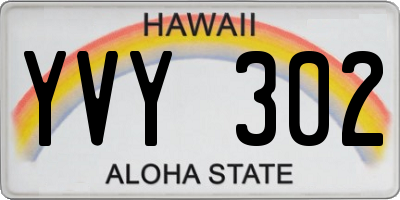 HI license plate YVY302