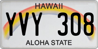 HI license plate YVY308