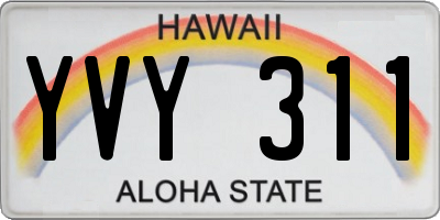 HI license plate YVY311