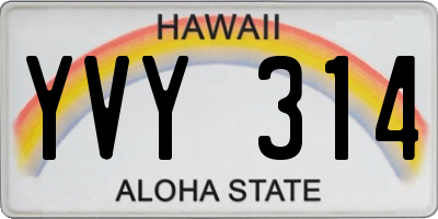 HI license plate YVY314