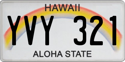 HI license plate YVY321