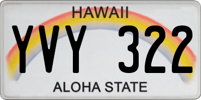 HI license plate YVY322