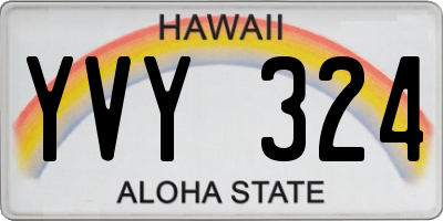 HI license plate YVY324