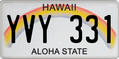 HI license plate YVY331