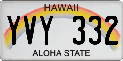 HI license plate YVY332