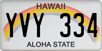 HI license plate YVY334
