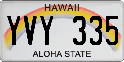 HI license plate YVY335